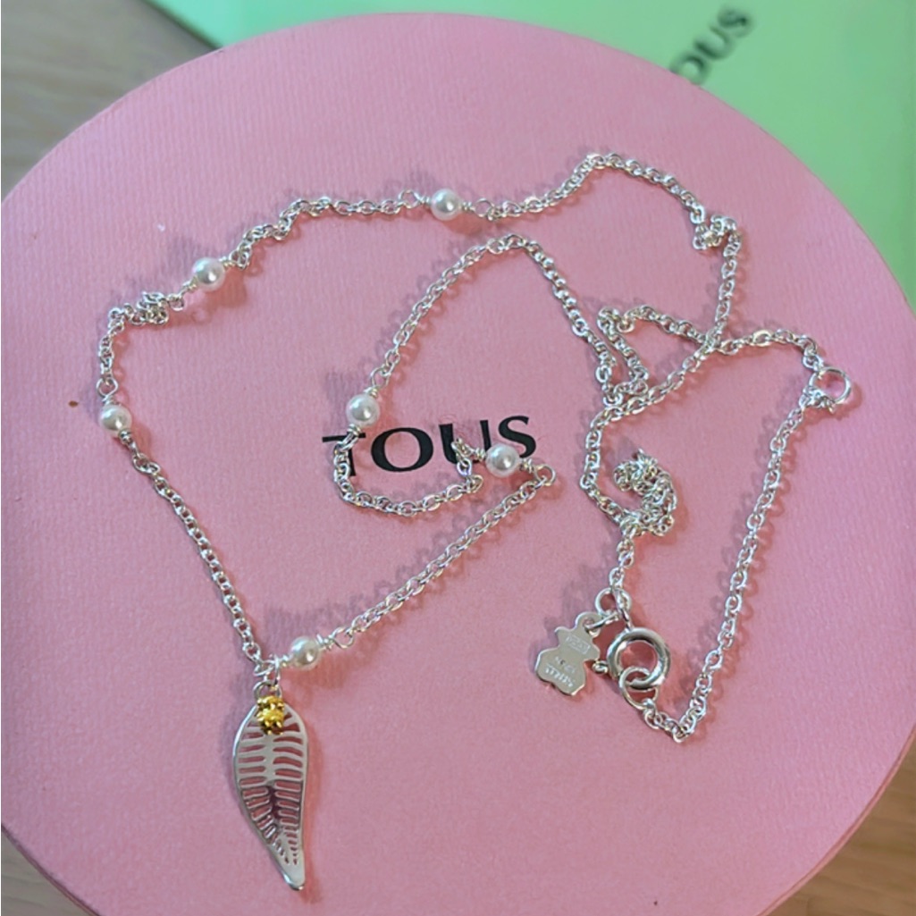 Tous El Yunque Collection Silver And Gold Leaf Pendant Necklace 80$